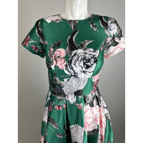 Eshakti Rose Bouquet Print Dupioni Banded Empire Maxi Dress Size XS/S Womens - Picture 3 of 6